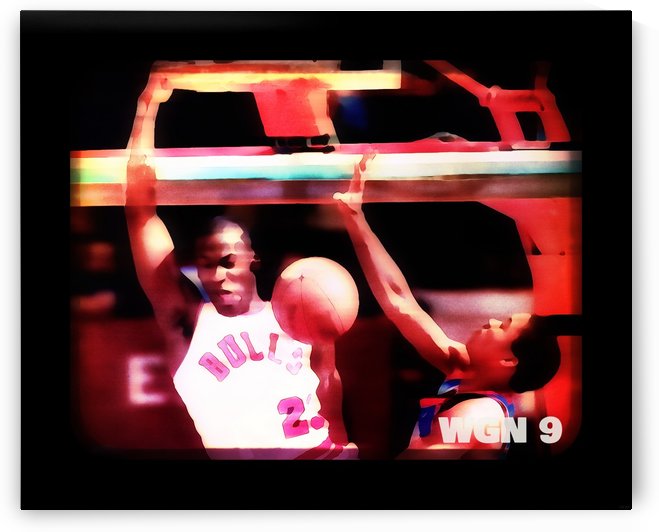 television art michael jordan dunk wgn channel 9 tv chicago by Row One Brand