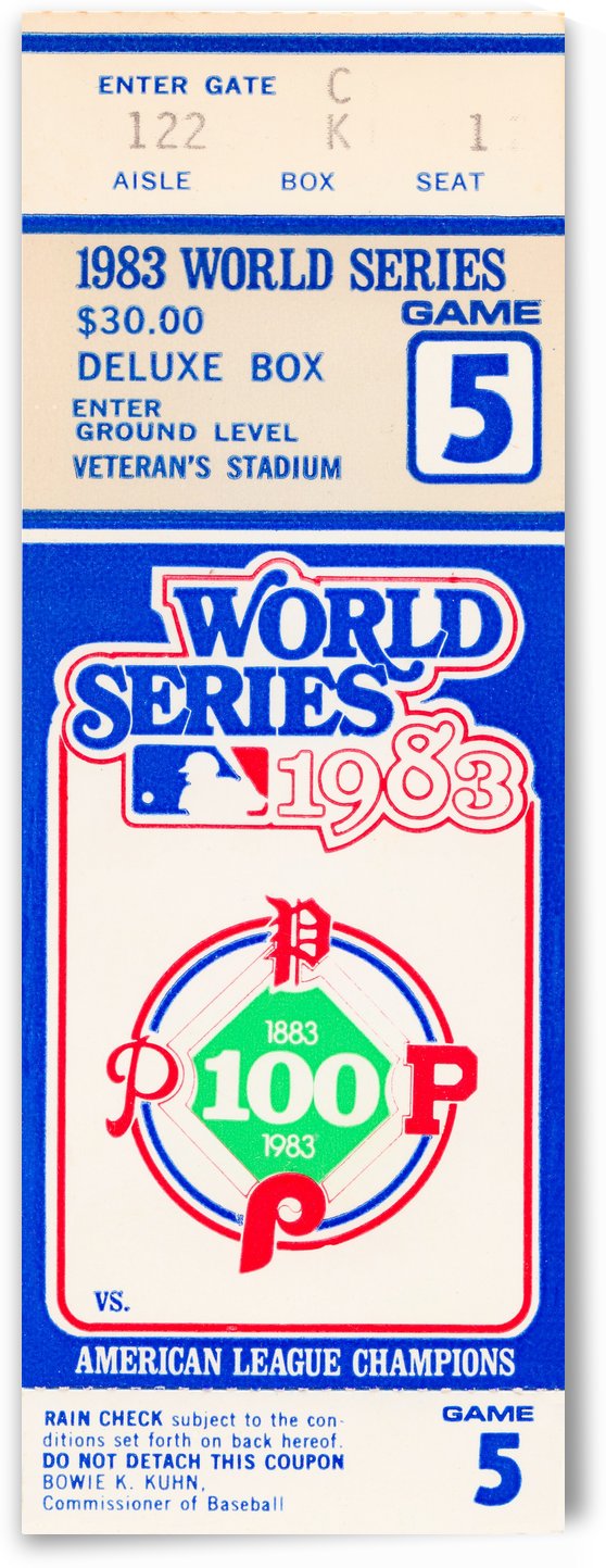 1983 world series philadelphia phillies deluxe box ticket stub by Row One Brand