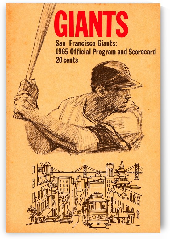 1965 san francisco giants baseball program scorecard art by Row One Brand