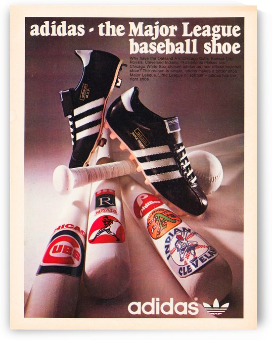 1977 Adidas Baseball Shoe Ad Poster  by Row One Brand