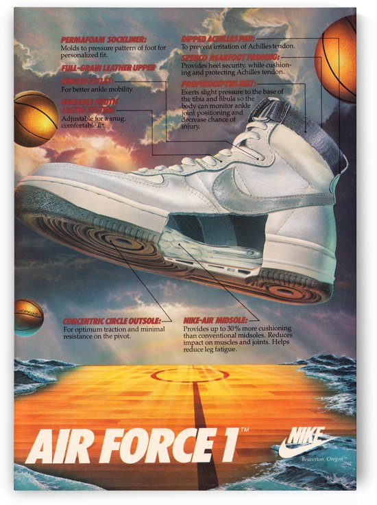 1984 Nike Air Force 1 Shoe Ad by Row One Brand