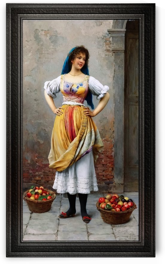 The Market Girl by Eugene de Blaas Classical Art Old Masters Reproduction by xzendor7