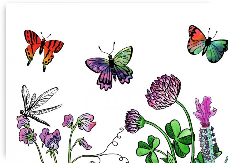 Garden With Butterflies Botanical Watercolor Painting by Irina Sztukowski