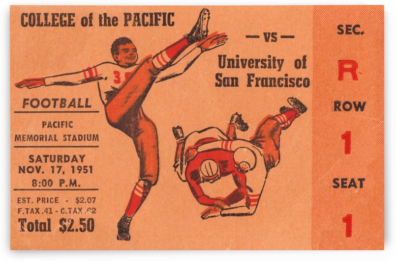 1951 college of the pacific university of san francisco stockton california by Row One Brand