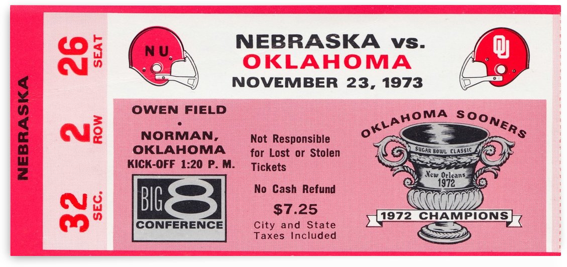 1973 Oklahoma vs. Nebraska by Row One Brand