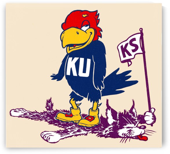 Fifties Kansas Jayhawk Cartoon Art  by Row One Brand