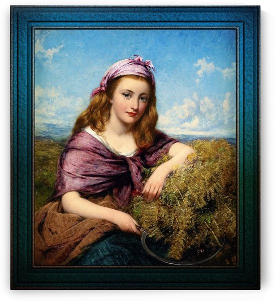 Farm Girl with Sickle and Cut Flowers by Edward John Cobbett Fine Art Old Masters Reproduction by xzendor7