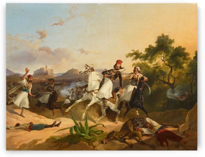 Palikaren-Kampf. Szene aus dem Griechischen Befreiungskrieg by Georg Perlberg