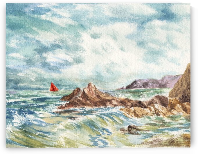 Red Sails At The Shore by Irina Sztukowski