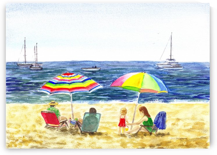 Two Umbrellas On The Beach by Irina Sztukowski