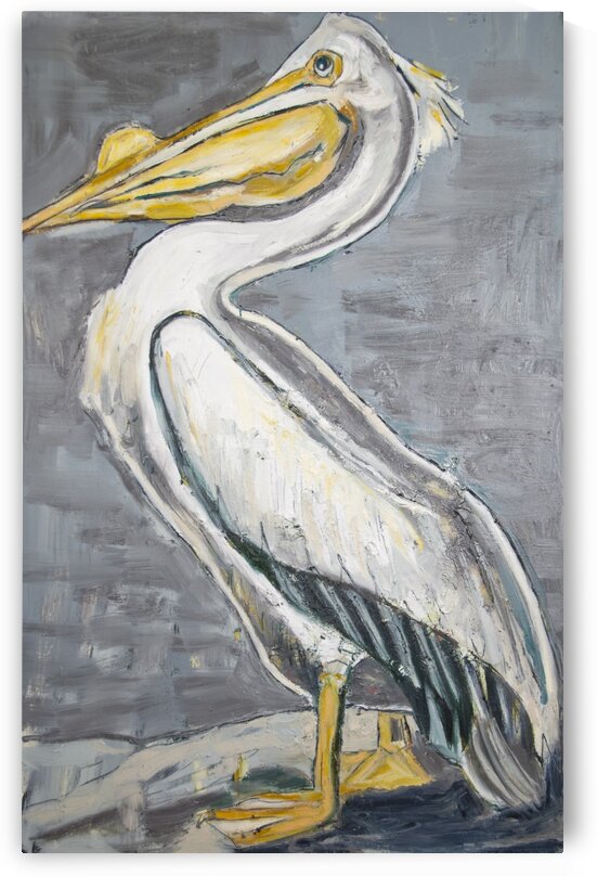 Louisiana White Pelican with Metallic Silver by Caroline Youngblood