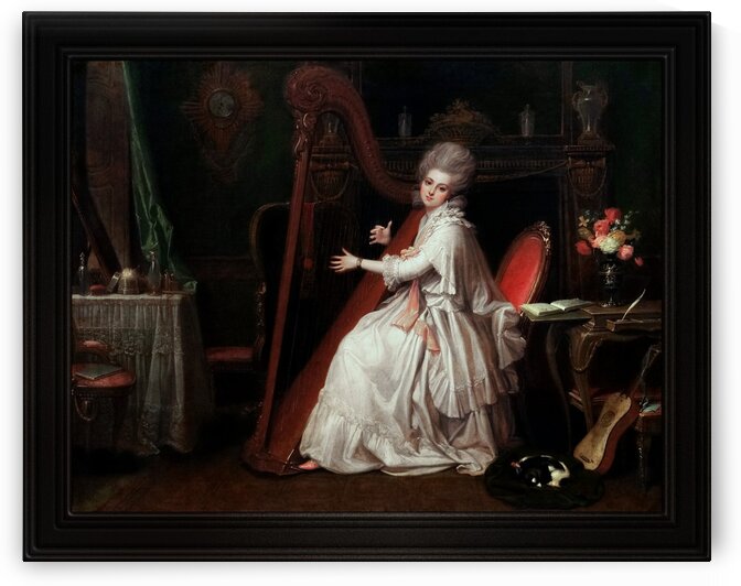 A Lady Playing on the Harp by Richard Cosway Old Masters Classical Art Reproduction by xzendor7