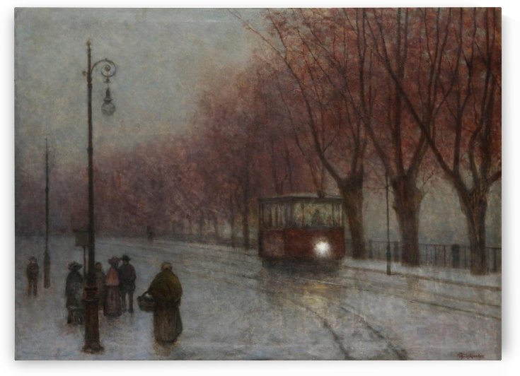 Ufer mit Strasenbahn by Jakub Schikaneder