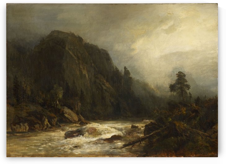 Mountain landscape with torrent by Andreas Achenbach