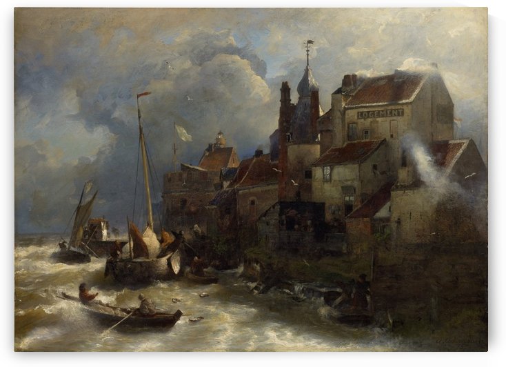 Coastal scene by Andreas Achenbach