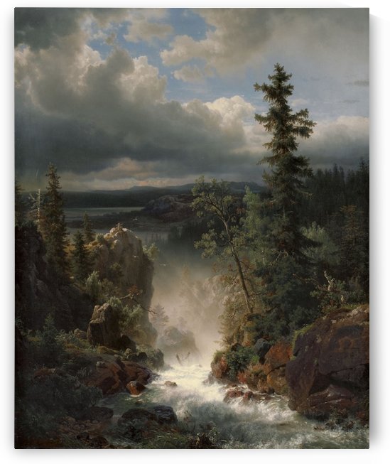 Landscape with a creek by Andreas Achenbach