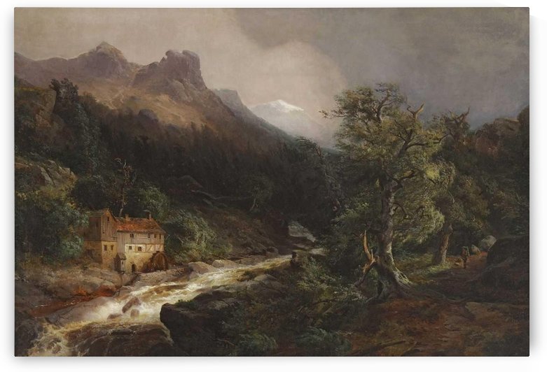 Gebirgslandschaft mit Muhle by Andreas Achenbach