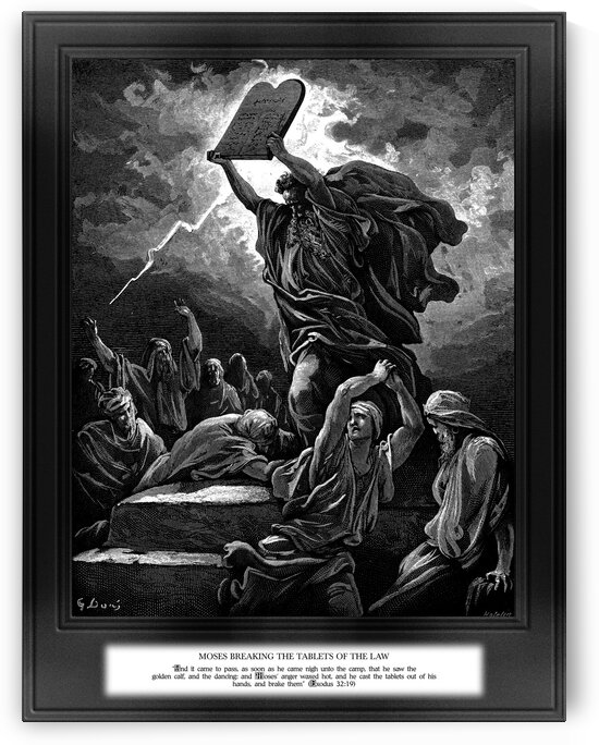 Moses Breaking The Tablets Of The Law Engraving by Hotelin Old Masters Classical Fine Art Reproduction by xzendor7