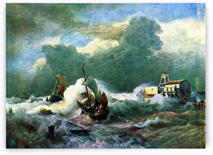 Leuchtturm bei Ostende by Andreas Achenbach