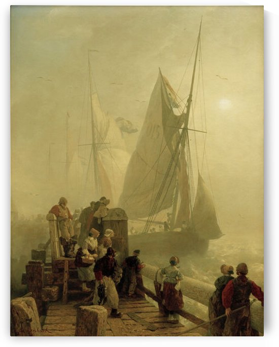Einlaufende Schiffe by Andreas Achenbach