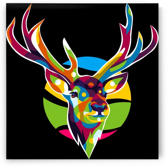 The Colorful Deer with Two Horns Pop Art Style by wpaprint