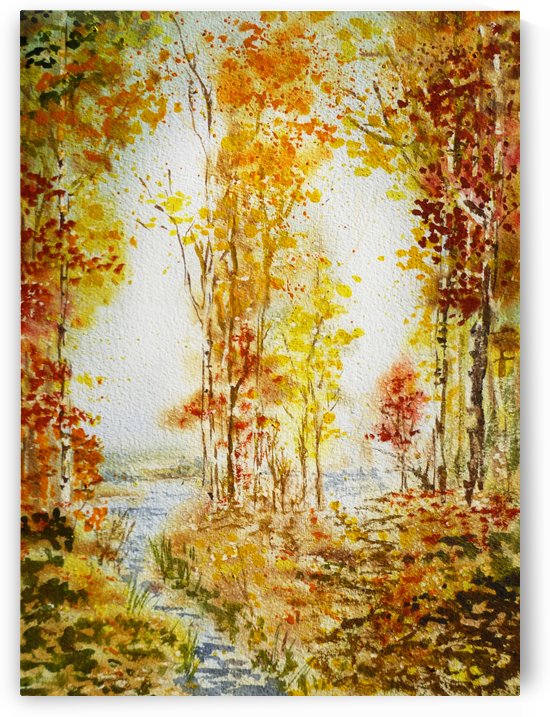 Autumn Forest Falling Leaves by Irina Sztukowski