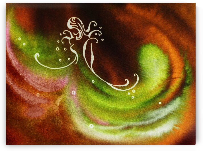 Warm Fall Flamenco Dance Abstract Watercolor  by Irina Sztukowski