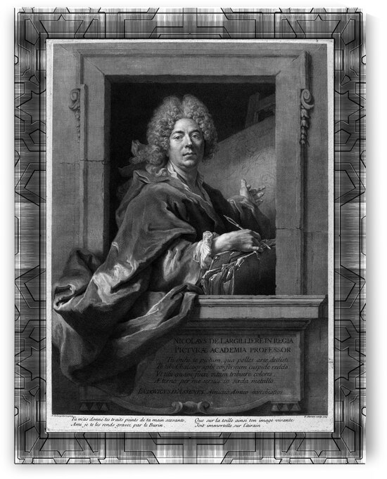 Nicolas de Largilliere by French Engraver Francois Chereau Classical Art Old Masters Reproduction by xzendor7