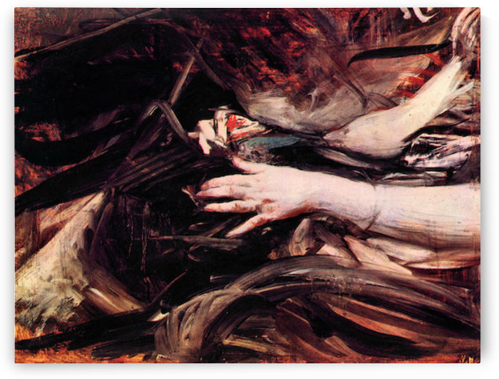 Hands of a woman sewing by Giovanni Boldini