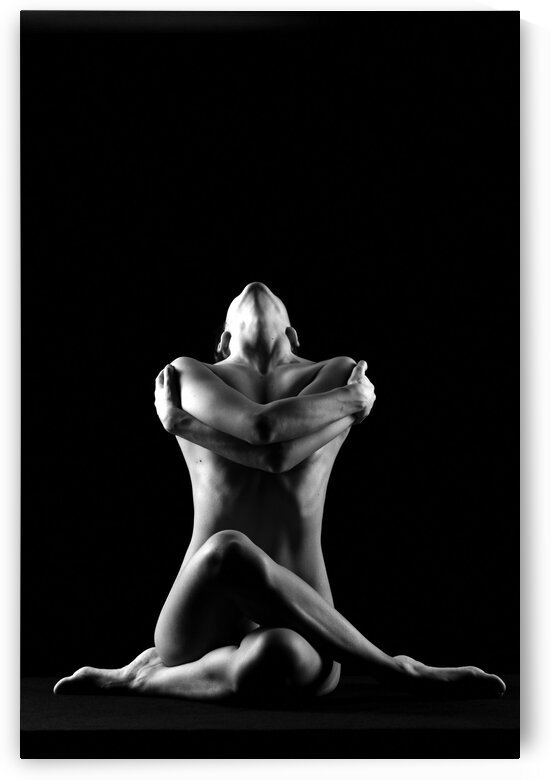 black and white sitting bodyscape of sensual nude woman naked by Alessandrodellatorre