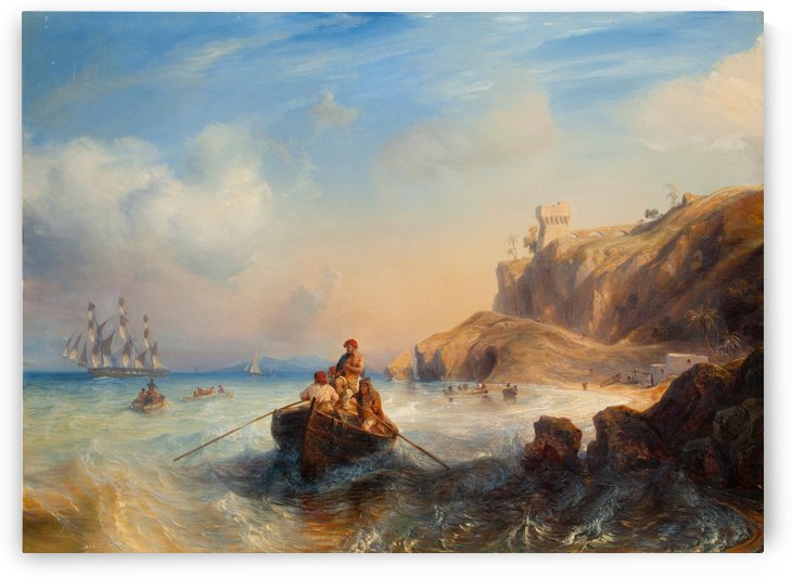 Ships By The Coast by Jean Antoine Theodore de Gudin