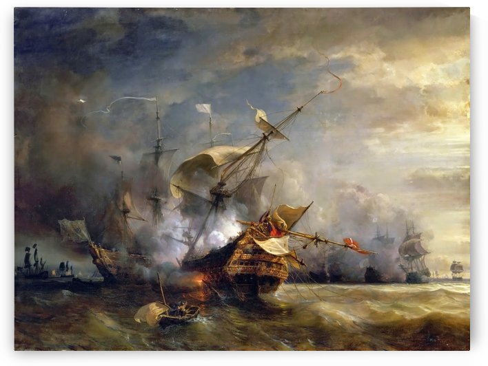 Naval Combat off Cape Lizard in Cornwall, 21 October 1707 by Jean Antoine Theodore de Gudin