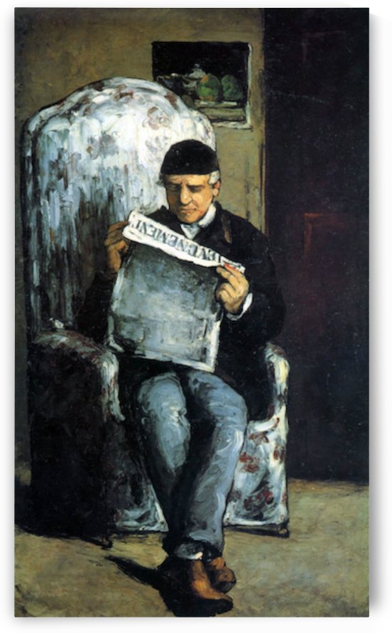 Portrait of Louis Auguste Cezanne the father of the artist reading from L Evenement by Cezanne