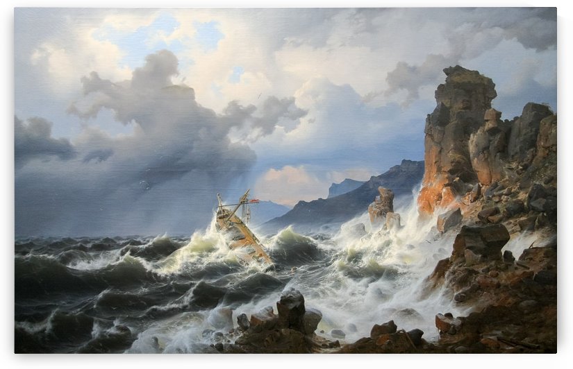 Storm on the sea at the Norwegian coast by Andreas Achenbach
