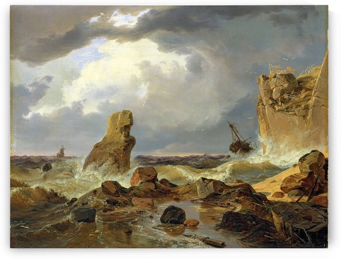 Surf on a Rocky Coast by Andreas Achenbach