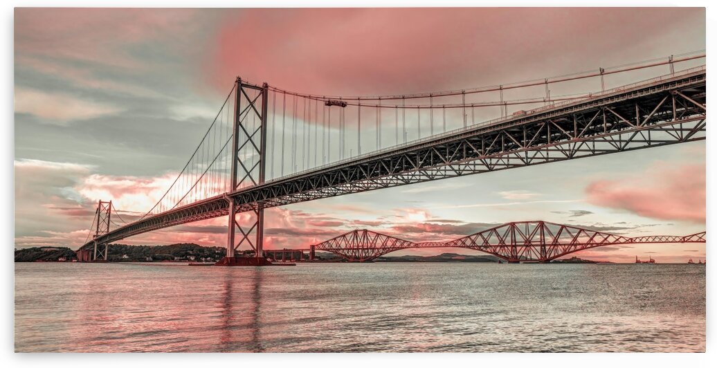 Forth Road Birdge at dusk by Assaf Frank