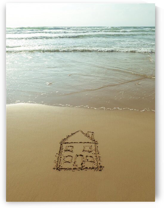 Sweet home drawn on sand at the beach by Assaf Frank