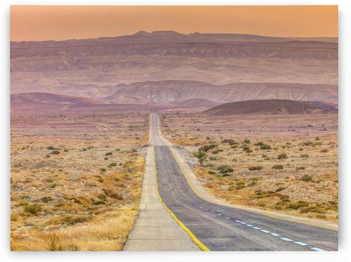 Highway through desert by Assaf Frank
