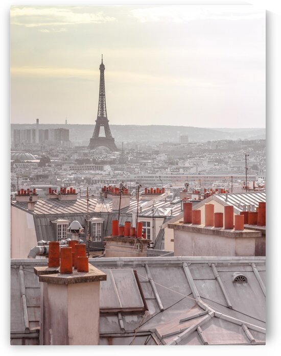 Eiffel Tower seen through the window of an apartment in Montmartre, Paris, France by Assaf Frank