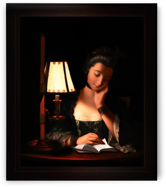 Woman Reading By A Paper Bell Shade by Henry Robert Morland Old Masters Xzendor7 Classical Art Reproductions by xzendor7