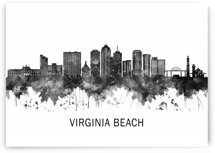Virginia Beach Virginia Skyline BW by Towseef Dar