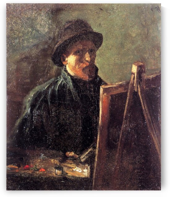 Self Portrait with Dark Felt Hat at the Easel by Van Gogh