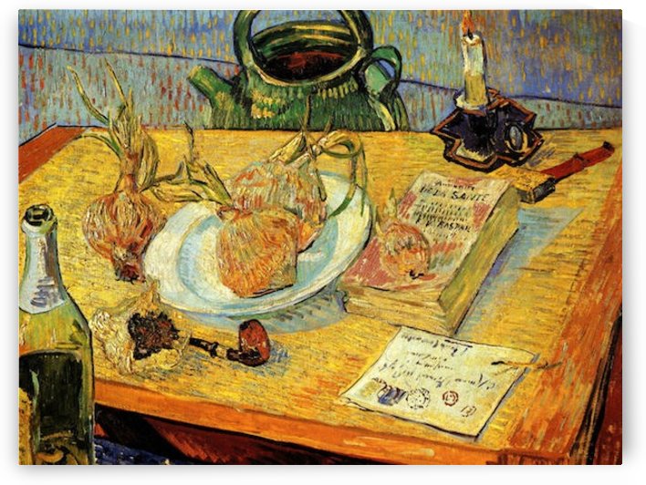 Still Life Drawing Board Pipe Onions and Sealing Wax by Van Gogh