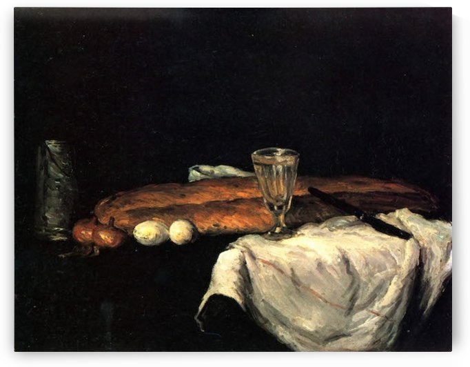 Still life with bread and eggs by Cezanne