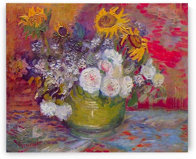 Still life with roses and sunflowers by Van Gogh