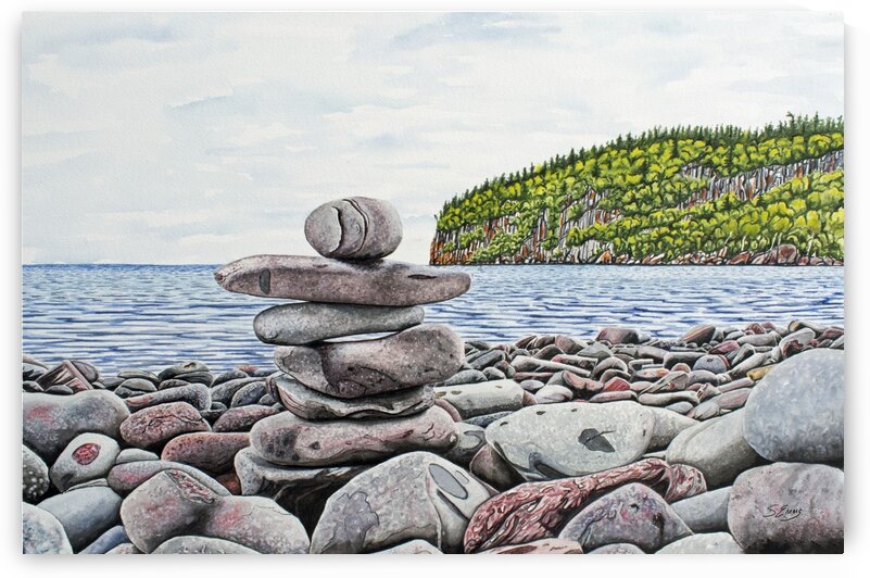 Little Portage Bay Balance Rocks Painting by Stephen Emms