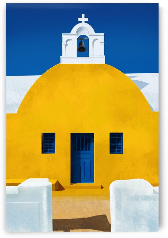 Mellow Yellow Chapel - Santorini  Greece by Cosmic Soup