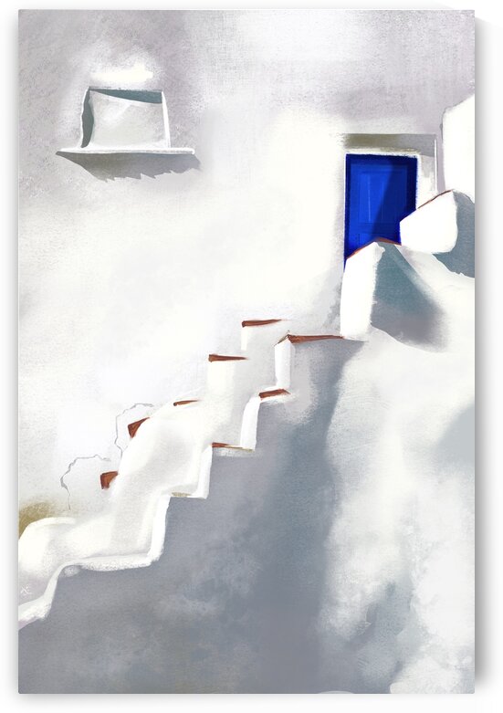 Ragged steps to the blue door - Santorini  Greece by Cosmic Soup