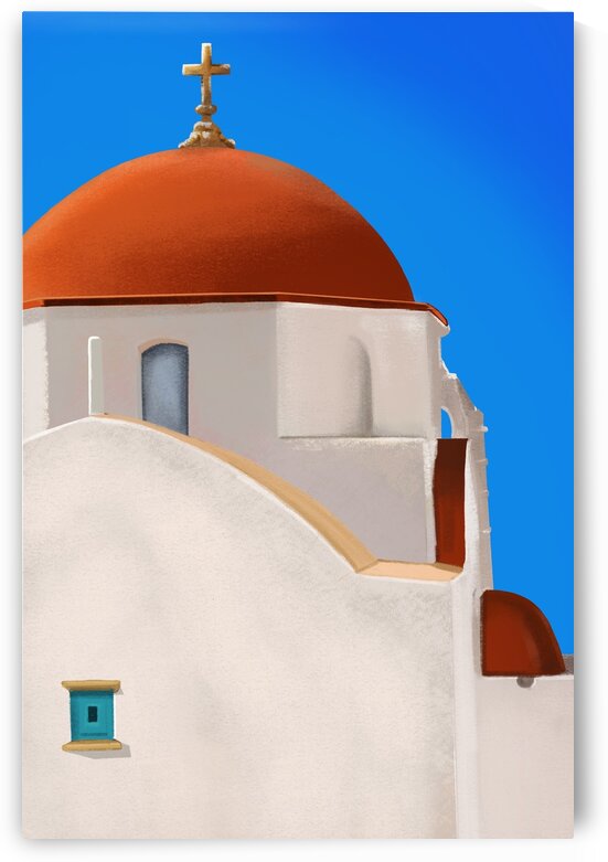 Red Dome Church in Mykonos - Santorini - Greece by Cosmic Soup