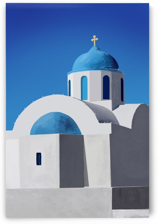 Santorini Blue Dome Church - Oia - Greece by Cosmic Soup